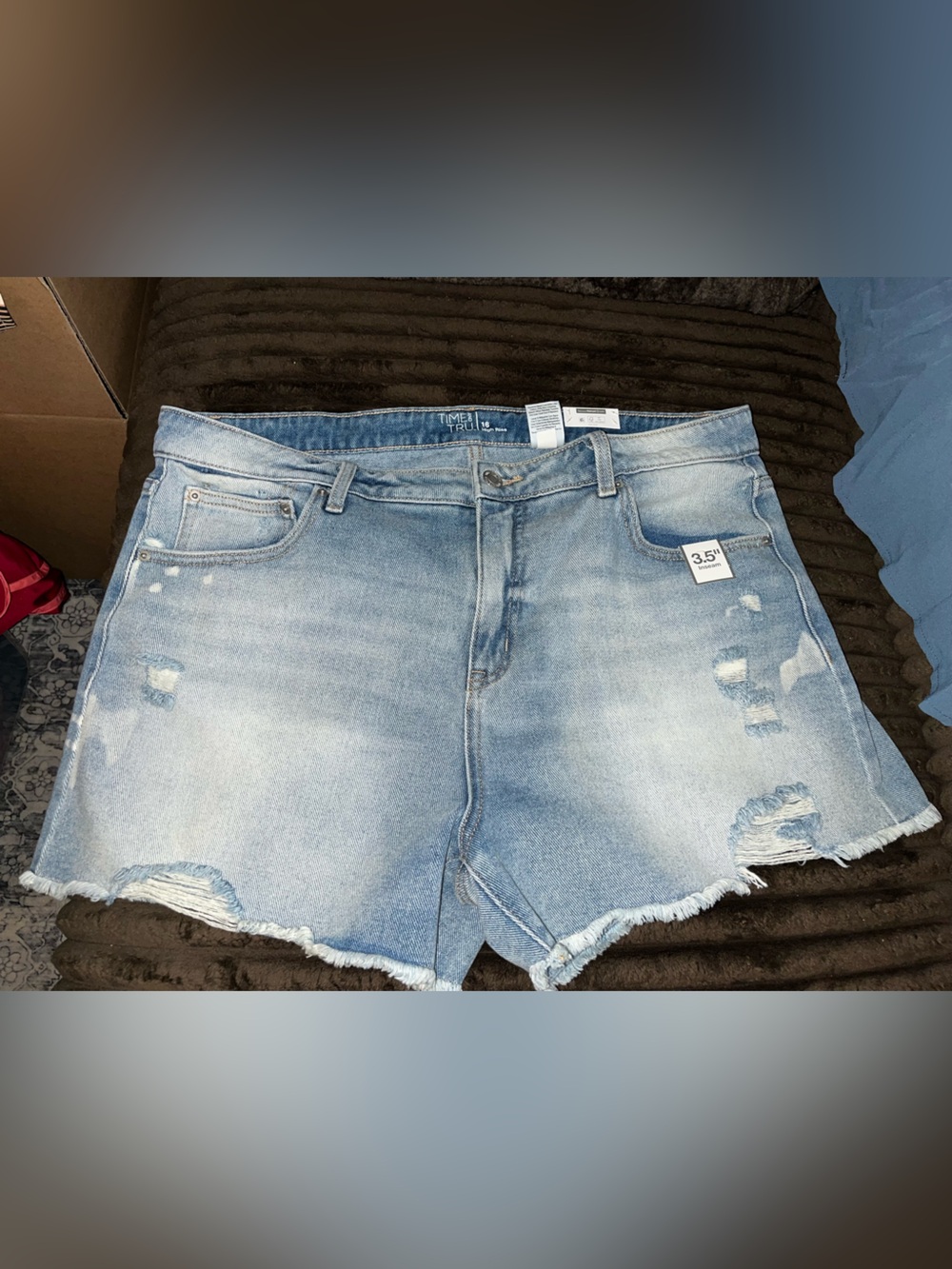 Light Blue Distressed Denim Shorts - Size 3.5